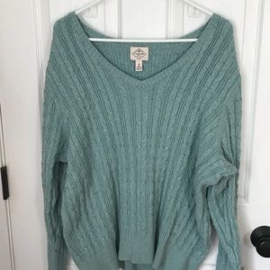 Sweater, 3x, cable knit in a beautiful aqua color